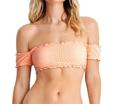 Seafolly Off The Shoulder Bikini Top In Sea Peach In Orange