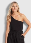 Seafolly One Shoulder Jersey Tank Black In Black