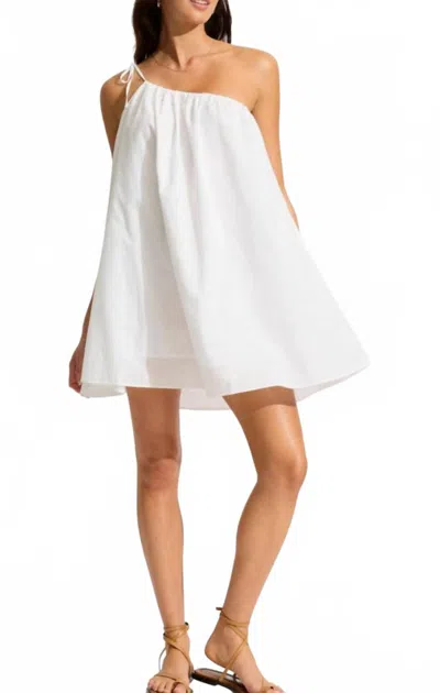 Seafolly One Shoulder Mini Dress In White