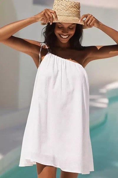 Seafolly One Shoulder Cotton Cover-up Dress In White