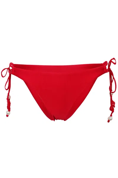 Seafolly Palermo Loop Tie Side Rio Bikini Bottom Black Cosmo Red