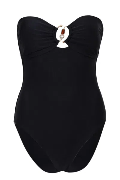 Seafolly Palermo Ring Front Bandeau One Piece Black Pearl