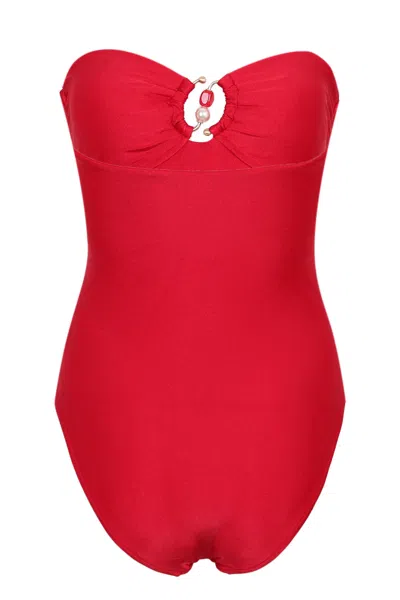 Seafolly Palermo Ring Front Bandeau One Piece Cosmo Red