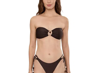 Seafolly Palermo Ring Front Bandeau Women's Clothing Sepia: Aus 18 (us Women's 14) In Brown