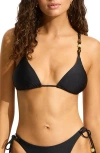 Seafolly Palermo Slider Triangle Bikini Top In Black