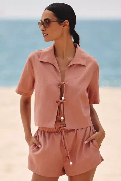 Seafolly Palermo Tie-front Crop Top In Pink