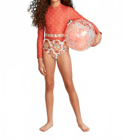Seafolly Kids' Papillon Splice Paddlesuit In Red In Orange