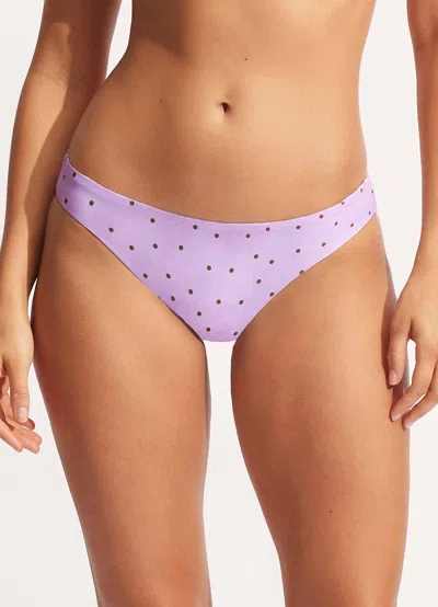 Seafolly Paradise Garden Reversible Hipster Bottom In Lilac In Blue
