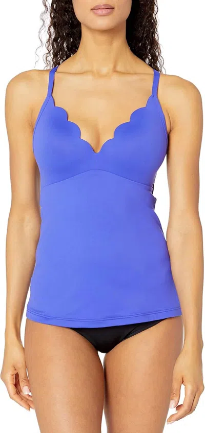 Seafolly Petal Edge Tankini Top In Reflex Blue In Multi