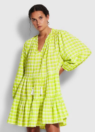 Seafolly Portofino Gingham Tier Dress Wild Lime In Green