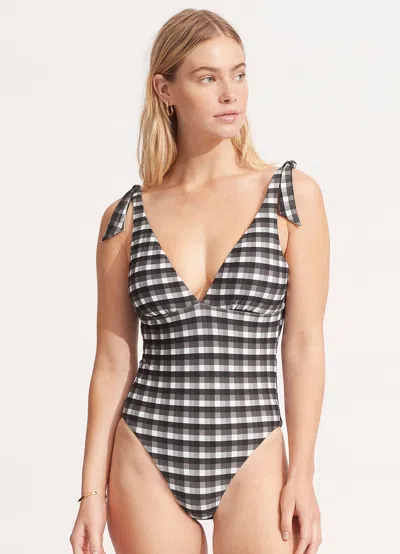 Seafolly Portofino V Neck Shoulder One Piece Black