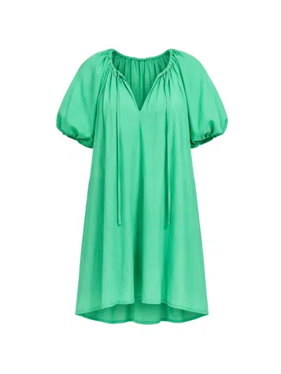 Seafolly Puff-sleeve Gathered Dress In Green