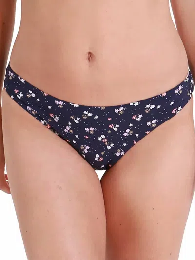 Seafolly Remix Ruched Side Retro Bikini Bottom In Indigo In Multi