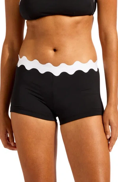 Seafolly Ric Rac Boyleg Swim Shorts In Black