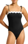 Seafolly Rickrack One-piece Swimsuit In Black