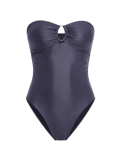 Seafolly Ring-front Bandeau Swimsuit In Blue