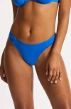 Seafolly Ruched High Cut Bikini Bottoms In Azure