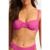 Seafolly Ruched Underwire Bikini Top In Hot Pink