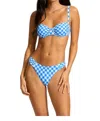 Seafolly Plaid High-leg Ruched Bikini Bottoms In Multi