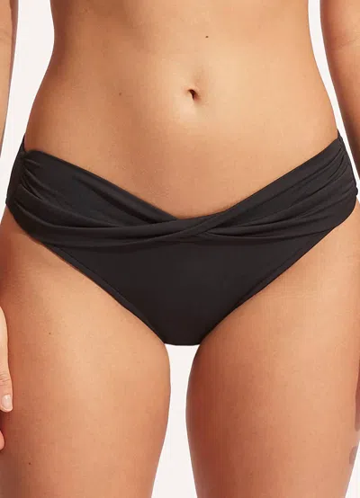 Seafolly Safari Spot Twist Bikini Bottom In Black