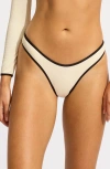 Seafolly Scoop High Cut Colorblock Bikini Bottoms In Ecru