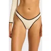 Seafolly Scoop High Cut Colorblock Bikini Bottoms In White