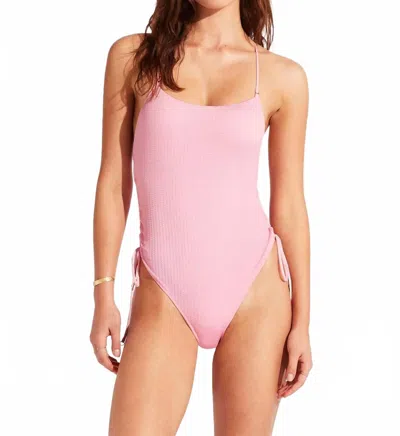 SEAFOLLY SCOOP NECK DRAWSTRING SIDE ONE PIECE SWIMSUIT IN PARFAIT PINK