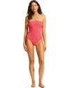 Seafolly Sea Dive Swimsuits Women Snapdragon Stretch Bandeau One Piece Red281 In Multi