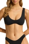 Seafolly Sea Dive Bikini Top In Black