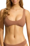 Seafolly Sea Dive Bikini Top In Bronze