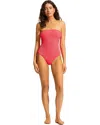 Seafolly Sea Dive Swimsuits Women Snapdragon Stretch Bandeau One Piece Red281 In Multi