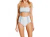 Seafolly Sea Stripe Bandeau Bikini Top In Sea Stripe White In White