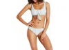Seafolly Sea Stripe Tie Front Bikini Top In Sea Stripe White In Green