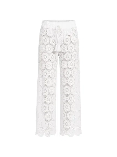 Seafolly Secret Garden Floral-lace Trousers In White