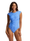Seafolly Seychelles Zip Back One Piece Azure
