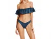 Seafolly Shine On Cold Shoulder Bandeau Bikini Top In Blueprint In Blue