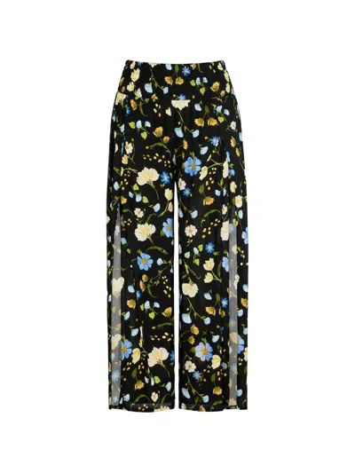 Seafolly Shirred Floral-print Trousers In Black