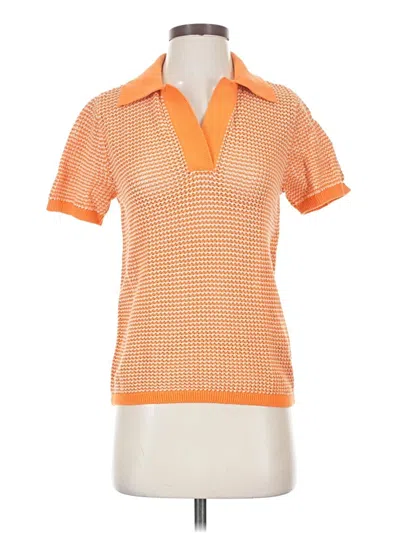 Pre-owned Seafolly Short Sleeve Top Orange Collared Neckline Tops