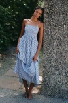 Seafolly Sleeveless Striped Shirred Maxi Dress In Blue