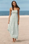 Seafolly Sleeveless Striped Shirred Maxi Dress In Multi