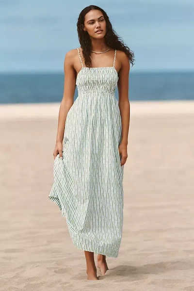 Seafolly Sleeveless Striped Shirred Maxi Dress In Multi