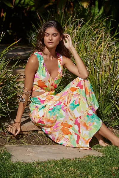 Seafolly Sleeveless Twist-front Midi Dress In Multicolor
