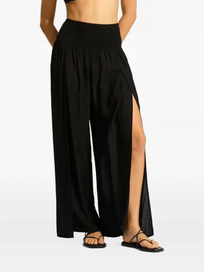 Seafolly Smocked Side-slit Trousers In Multi