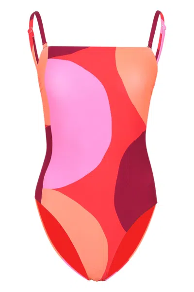 Seafolly Sorrento Dd Bandeau One Piece Flame In Multi