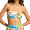 Seafolly South Pacific Bandeau Bikini Top In Turquoise In Blue