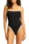 Seafolly Square Neck One-piece Swimsuit In Black
