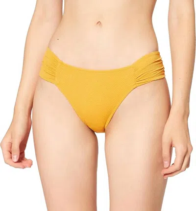 Seafolly Stardust Ruched Retro Bikini Bottom In Saffron In Yellow