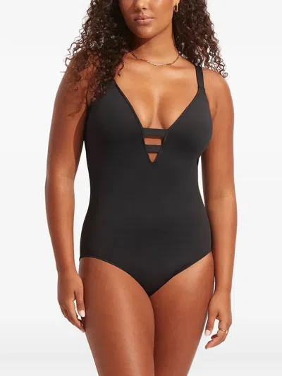Seafolly Strappy-back Swimsuit In Black