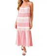 Seafolly Striped Midi Cover Up Dress In Coral/white In Multi