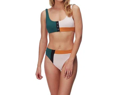 Seafolly Stud Front Tank Bikini Top In Aralia Color Block In Multi
